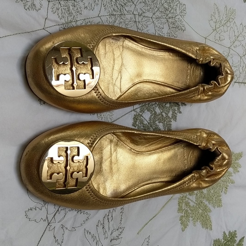Tory Burch Gold Reva Flats size 9